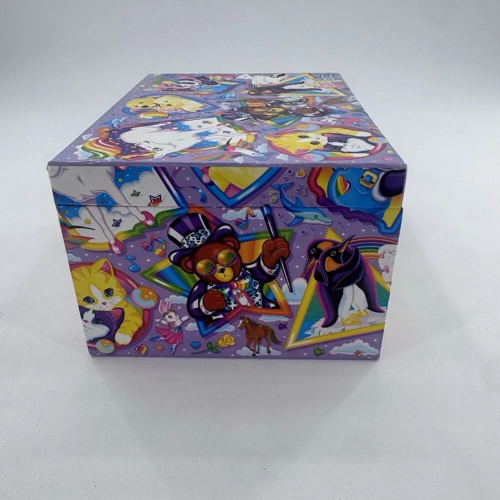VTG 90s Lisa Frank Jewelry Trinket Stationary Storage Box and 6 Charms Fast Ship